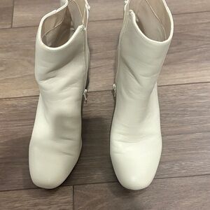 LOFT Cream Ankle Booties with Side Zip